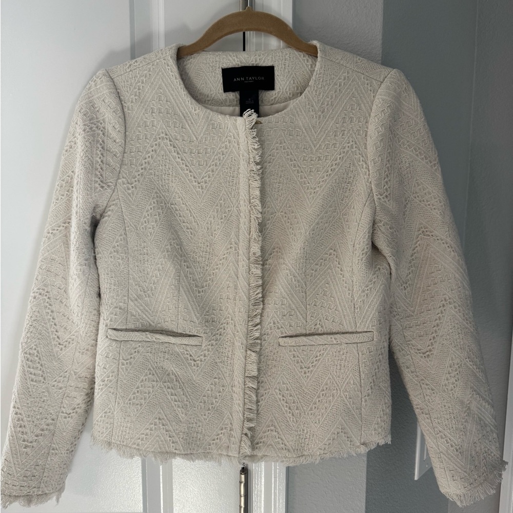 Ann Taylor Textured Cream Blazer